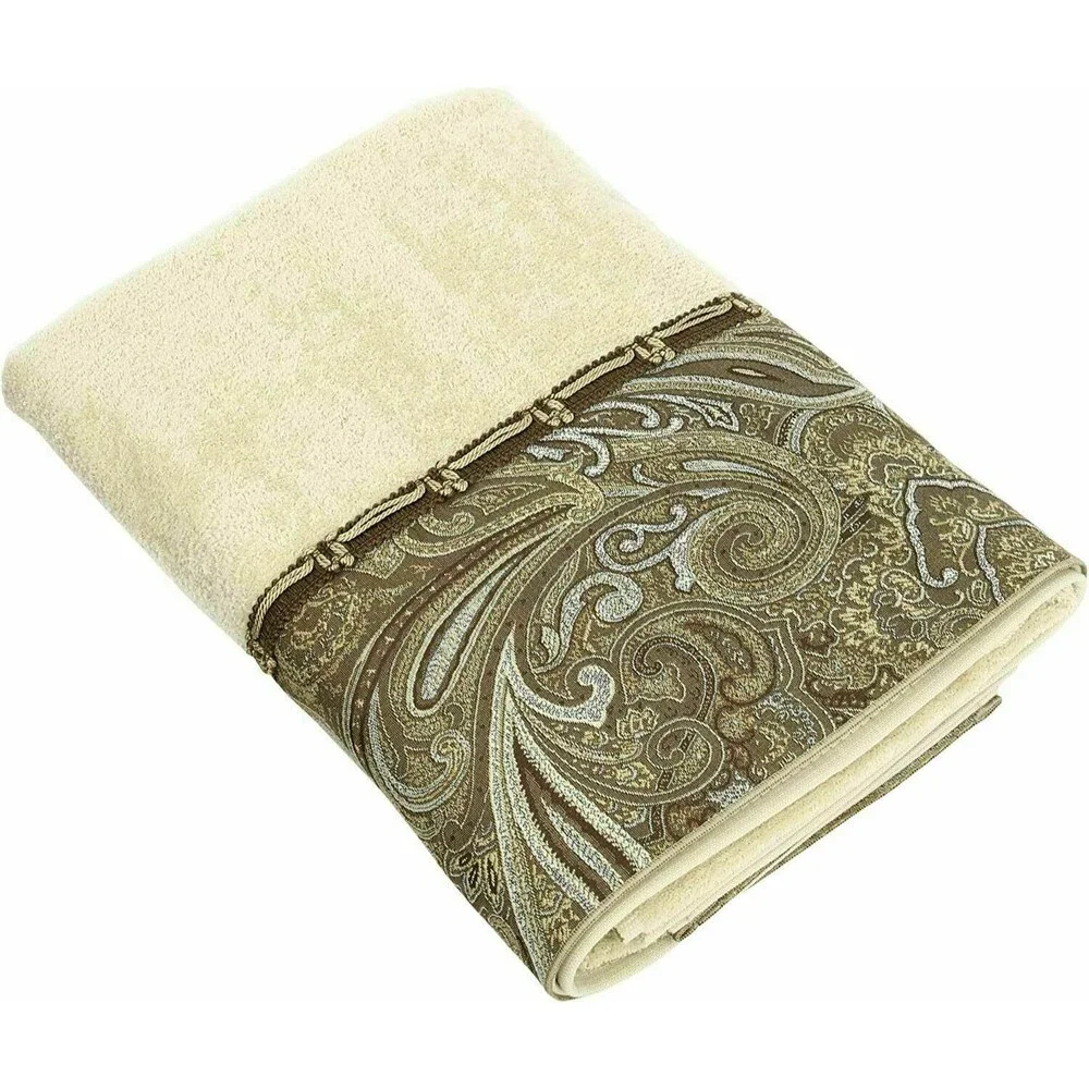 Avanti Bradford Fingertip Towel Bathroom Paisley Linen Beige 11x18